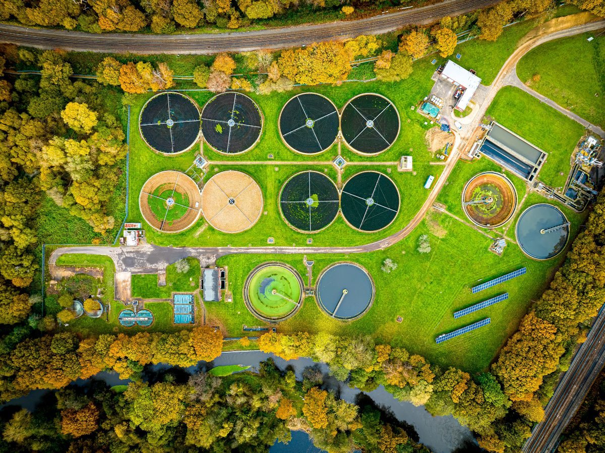 Aerial view of water treatment centre