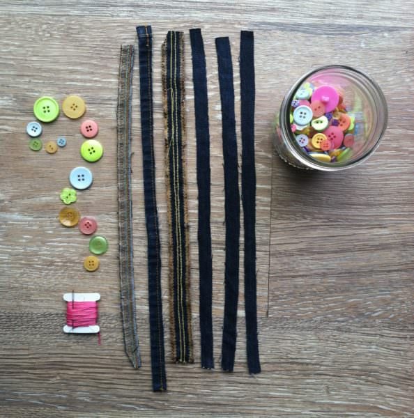 materials for upcycled denim friendship bracelets