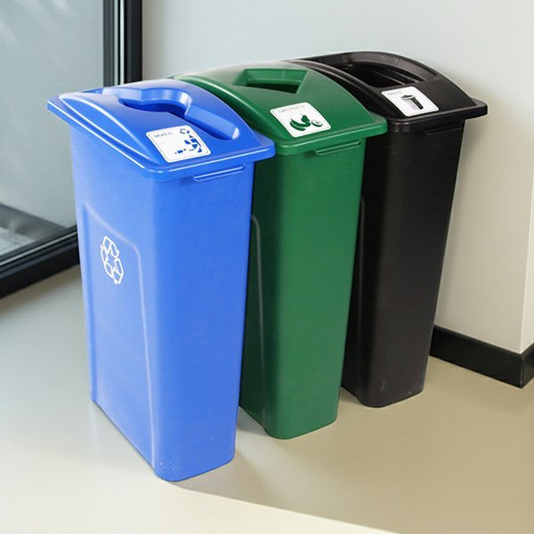 Three stream trash, recycling, and compost system