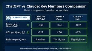 ChatGPT vs Claude AI energy and carbon use