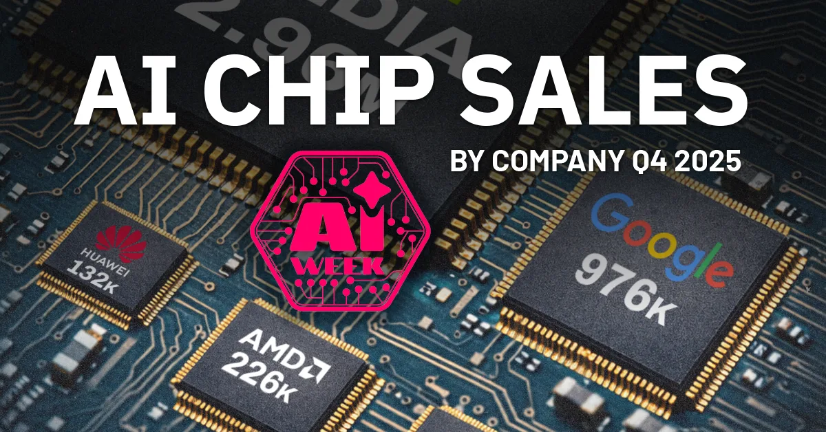 The preview image for a ranking of companies by their AI chip sales in Q4 2025, using data from Epoch AI.