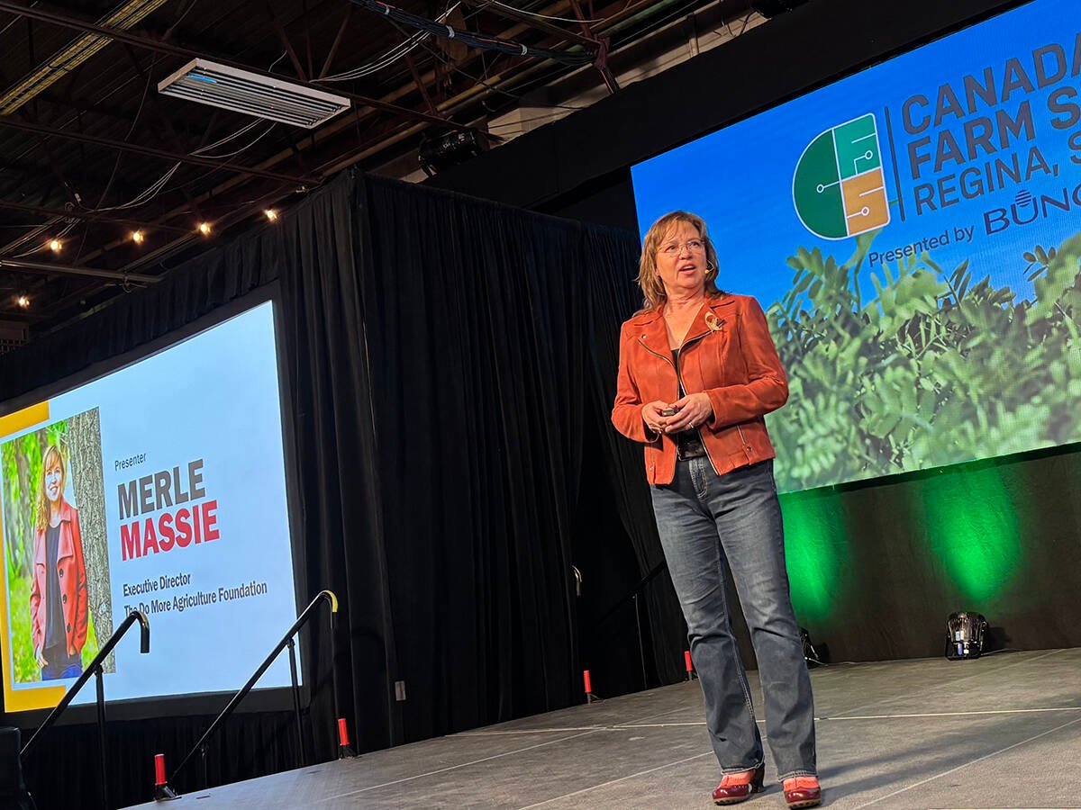 Merle Massie, executive director of DoMoreAg, spoke recently at Canada’s Farm Show in Regina. Photo: Karen Briere