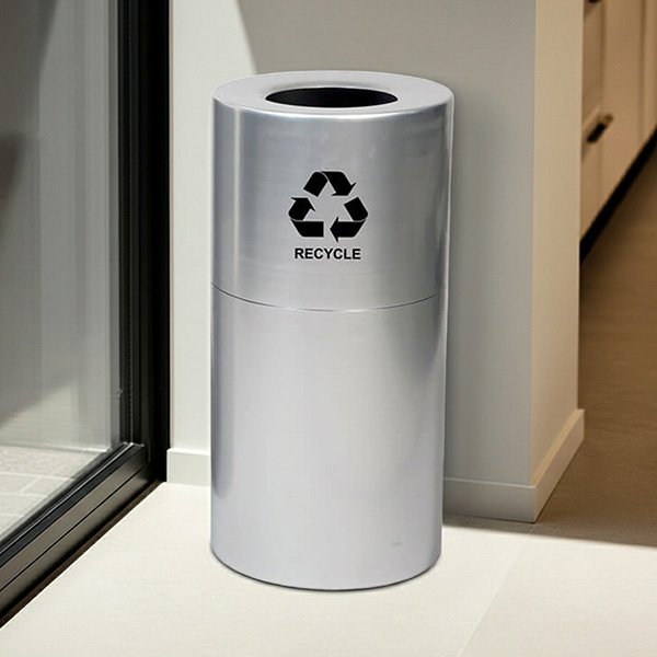 Image of an aluminum recycling container