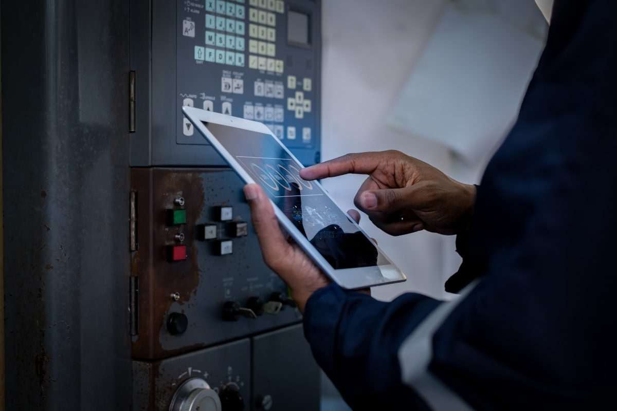 Engineer using tablet