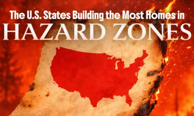 Preview of a map showing the number of homes in a wildfire risk zone by state, using data from the U.S. Fire Administration