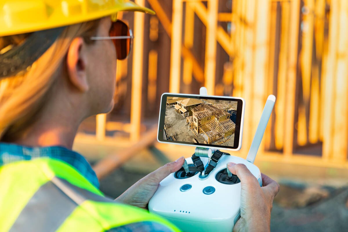A drone can be used to establish a 3D grid of a construction site, setting up mapping points a builder can refer to throughout a job. Photo: Feverpitched/iStock/Getty Images