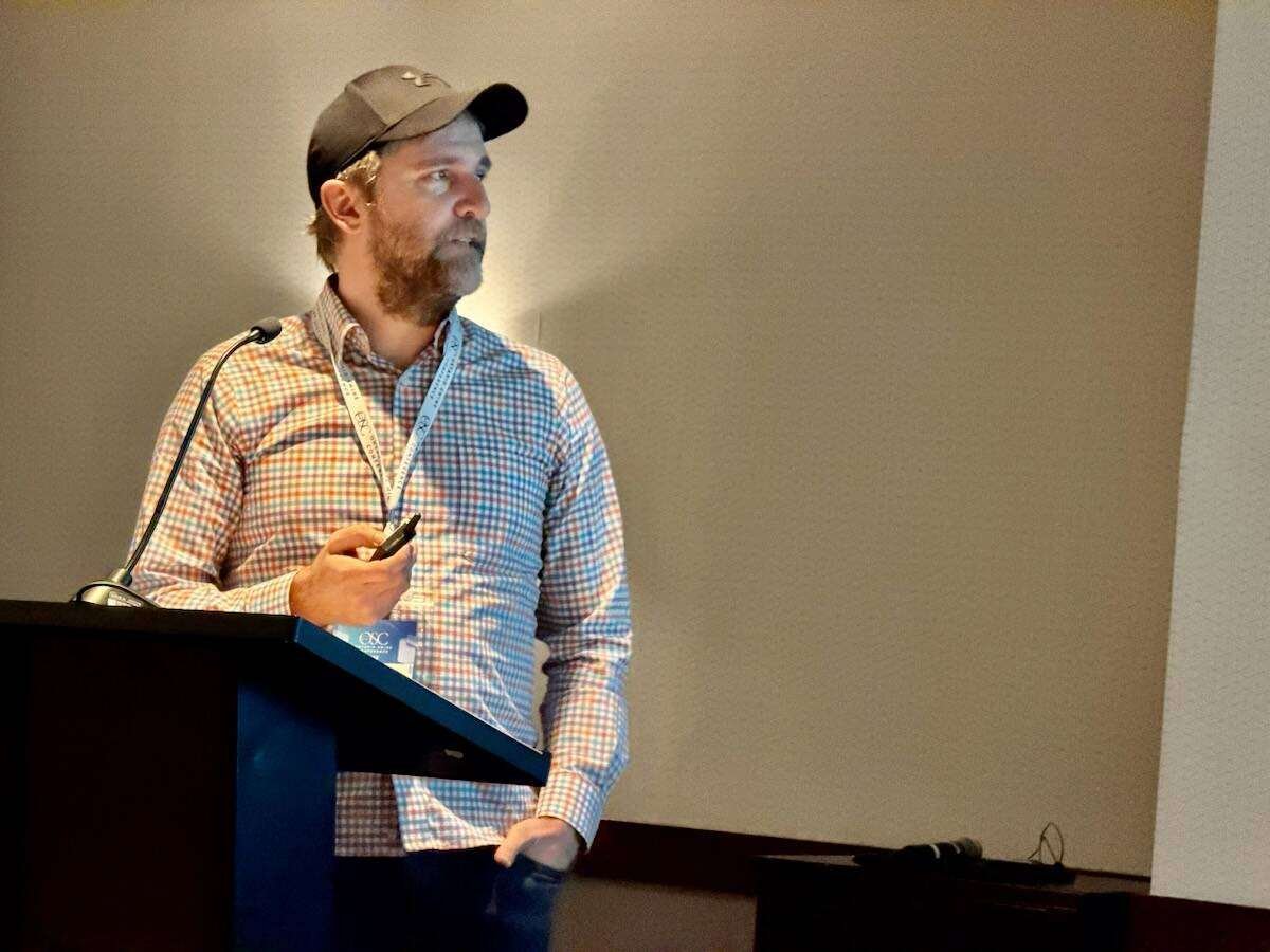 Tyler Jutzi, of Brussels Transport, says many changes have been made to livestock trailers. Photo: John Greig