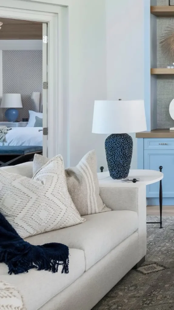 Neutral and Blue Living Room Ideas 