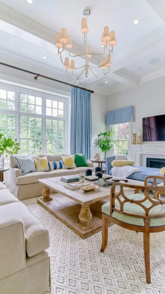 Neutral and Blue Living Room Ideas