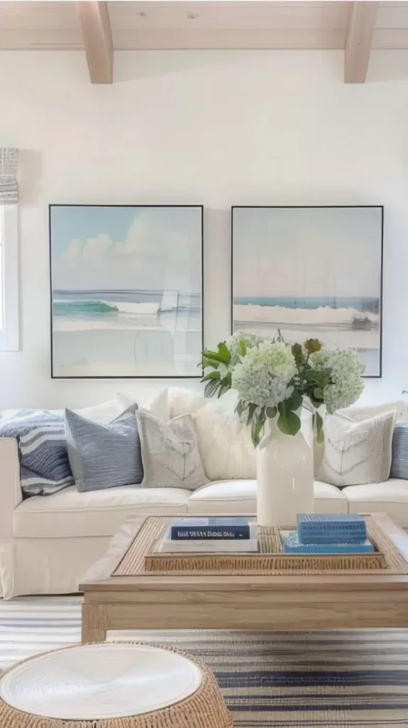 Neutral and Blue Living Room Ideas 