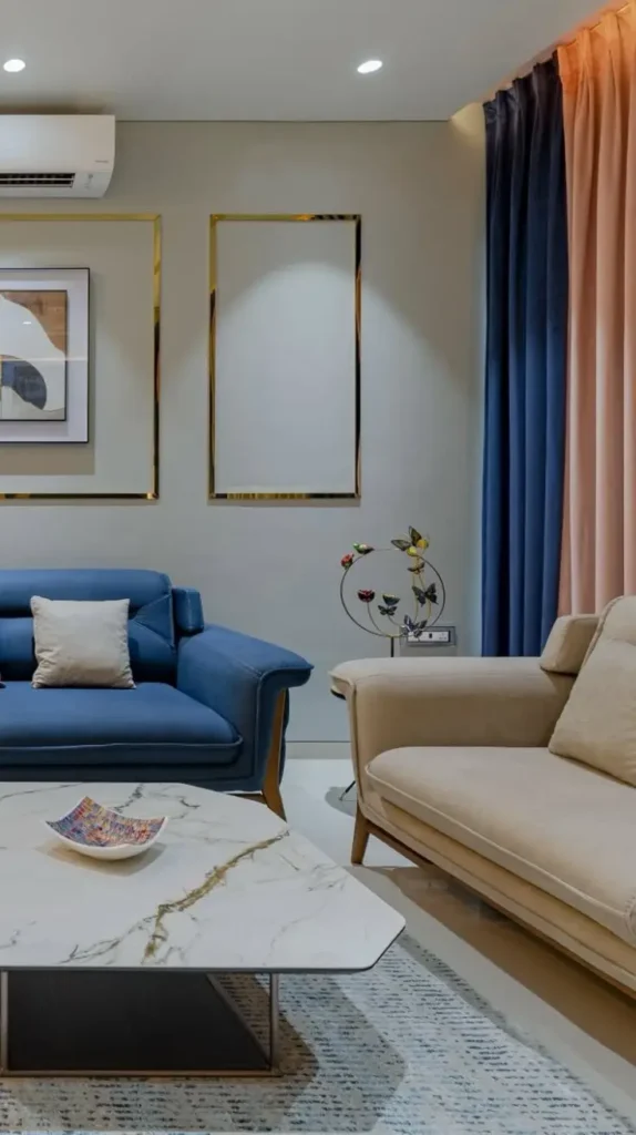 Neutral and Blue Living Room Ideas