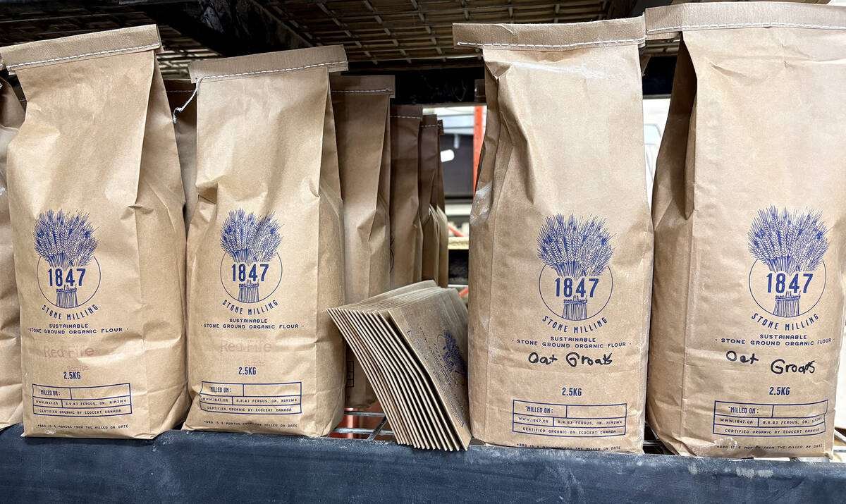 1847 Stone Milling produces a variety of organic flours crafted from locally grown grains which are packaged and shipped directly to consumers in a variety sizes from 2.5 to 20 kilogram bags. Photo: Diana Martin
