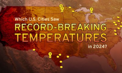 Preview of a map showing which cities saw record-breaking temperatures in 2024, using data from NOAA.