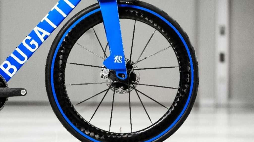 Bugatti Factor ONE bicycle fitted with the 30mm Grand Prix 5000 TT TR bike tire.
