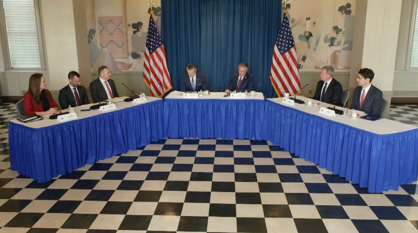 The Endangered Species Committee, or "God Squad", meets in Washington, D.C., to discuss the Gulf of Mexico. Federal officials present included the Secretaries of Agriculture, Defense, and the Interior, and the head of the Environmental Protection Agency.