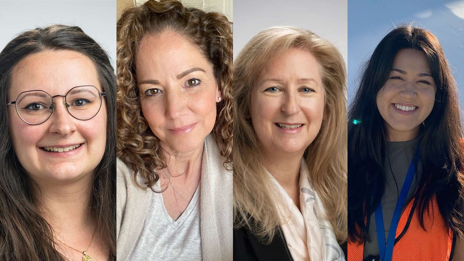 Portrait photos of the NASA Ames Stars of the Month for May 2026. pictured left to right) Lora Jovanavić, Tammy Moore, Frances Donovan, and Jaden Ta.