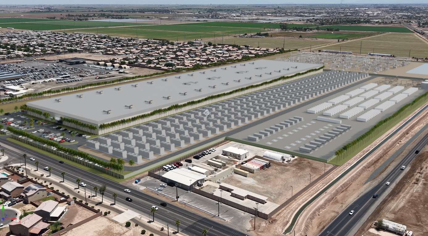 An aerial view of a data center