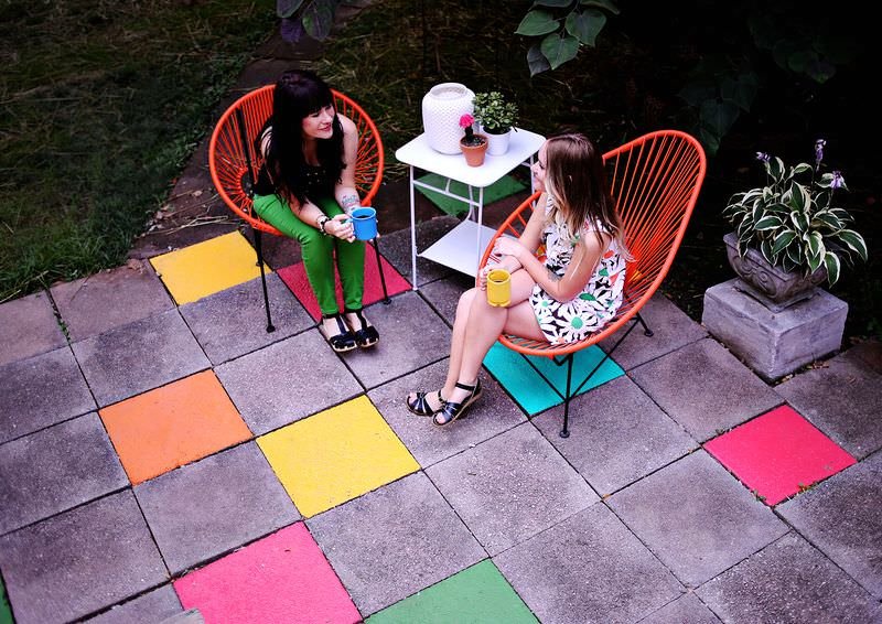 Painted Patio Tiles