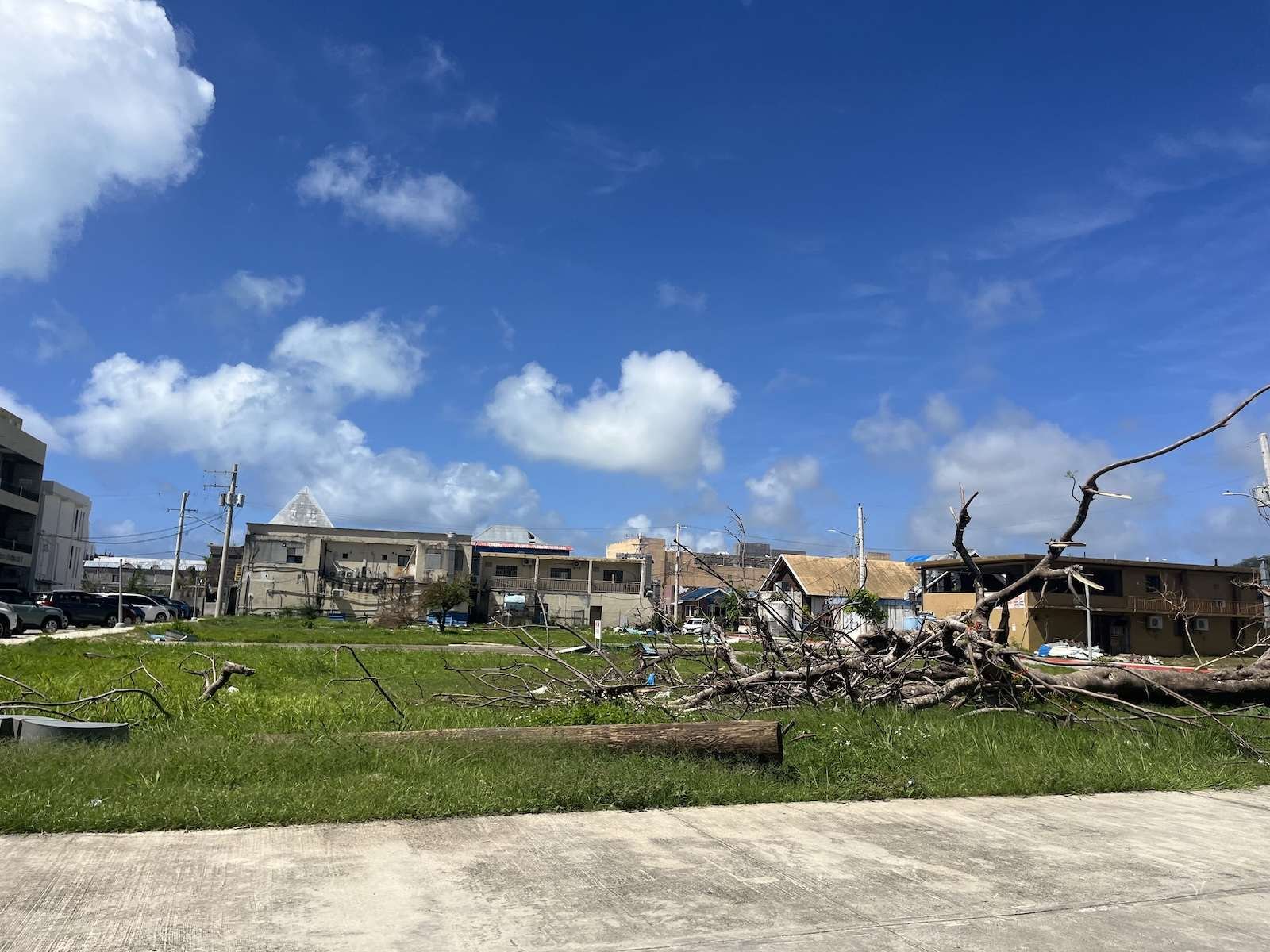 A village shows damage after a typhoon