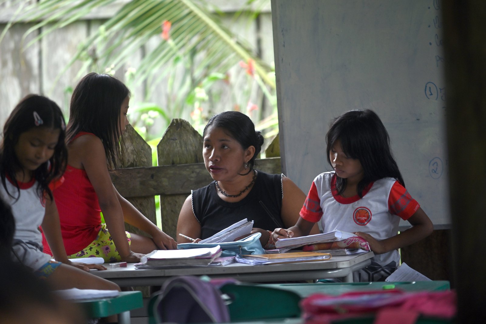 Children sit in a classroom