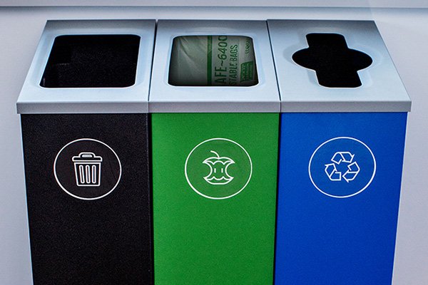 A stream of waste containers