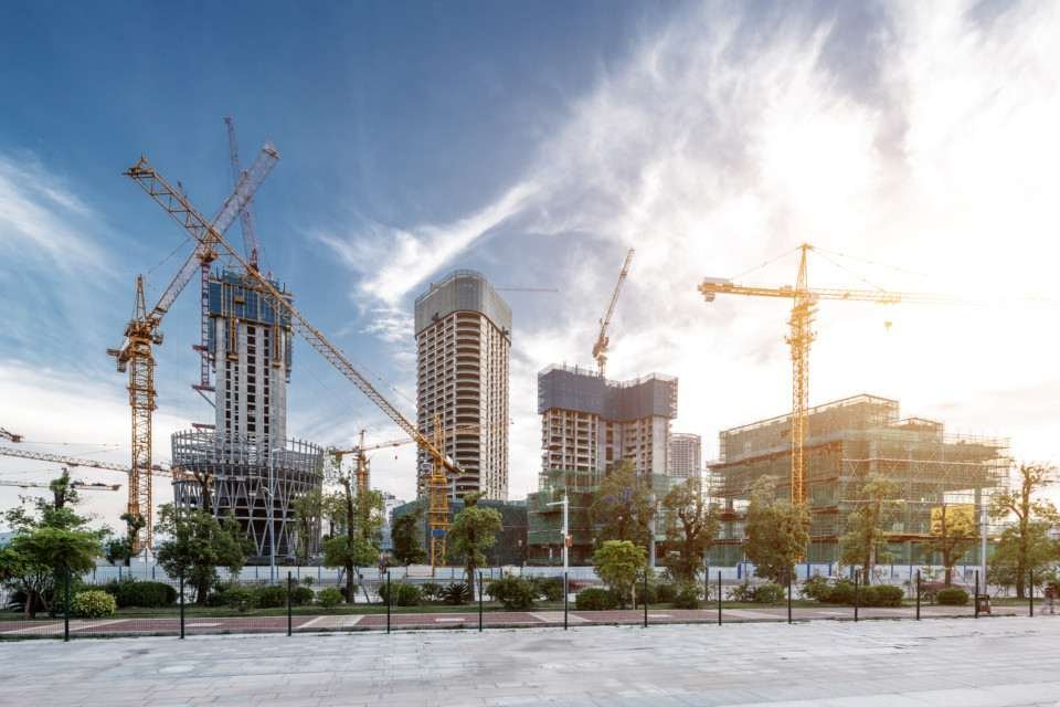 Construction Site Close To Pavement Under Sunshine