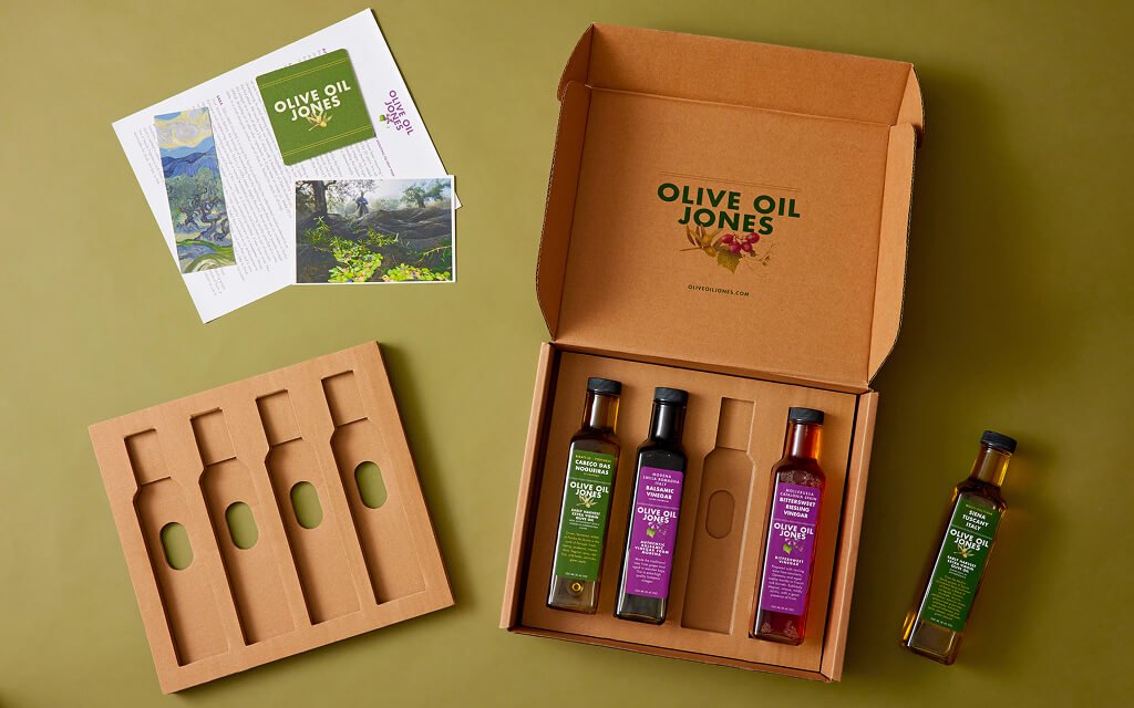 Custom folded corrugated packaging for glass bottles.