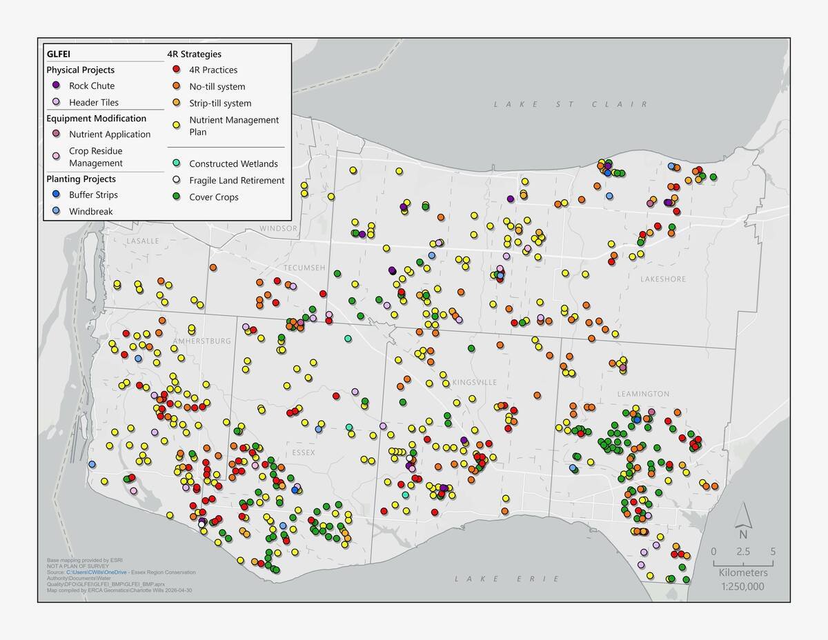 Practices funded across the Essex Region Conservation Authority area in 2026. Photo: Courtesy Essex Region Conservation Authority