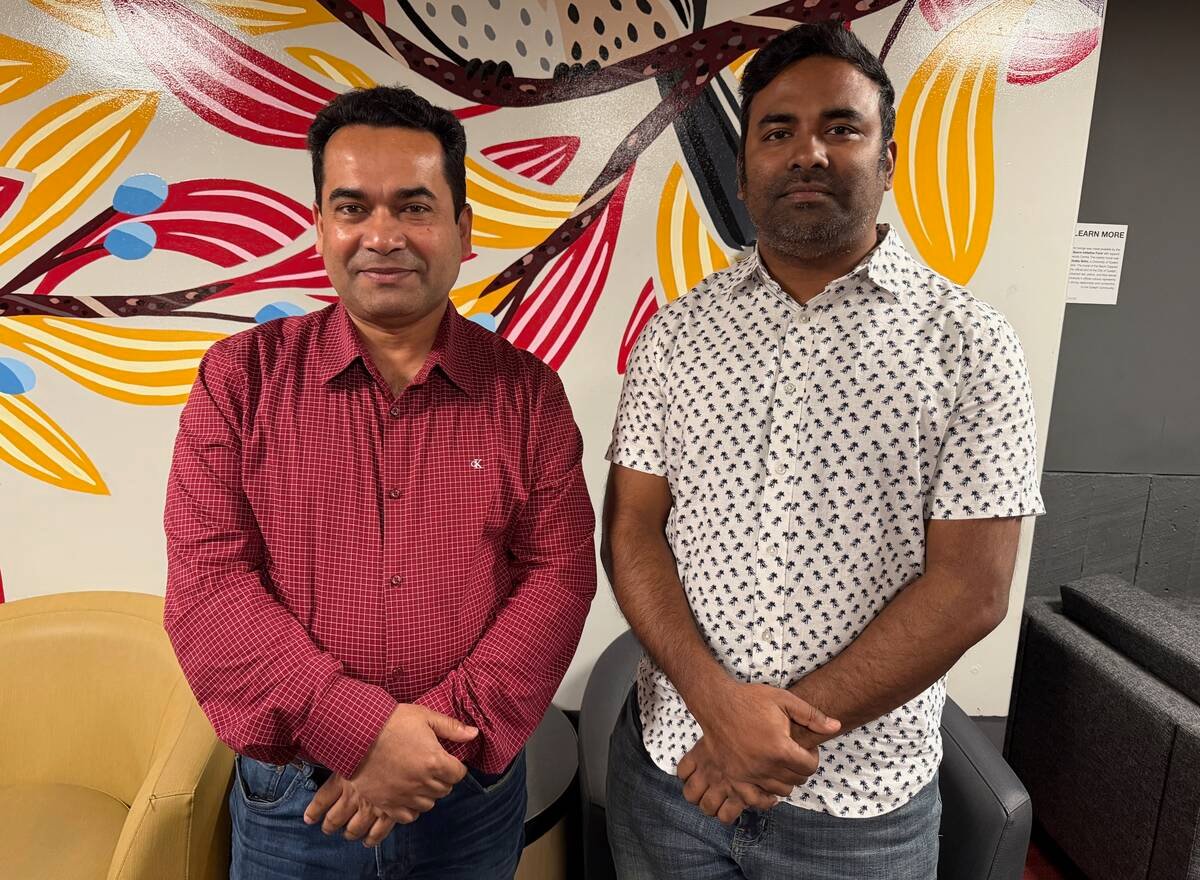 Ataharul Chowdhury, left, and Khondokar Kabir conduct research into disinformation and agriculture and food at the University of Guelph. Photo: John Greig