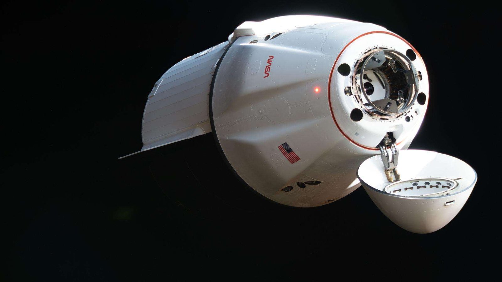 The SpaceX Dragon cargo spacecraft supporting the company’s 34th commercial resupply services mission for NASA approaches the International Space Station on May 17, 2026, carrying nearly 6,500 pounds of food, supplies, and equipment for the Expedition 74 crew.