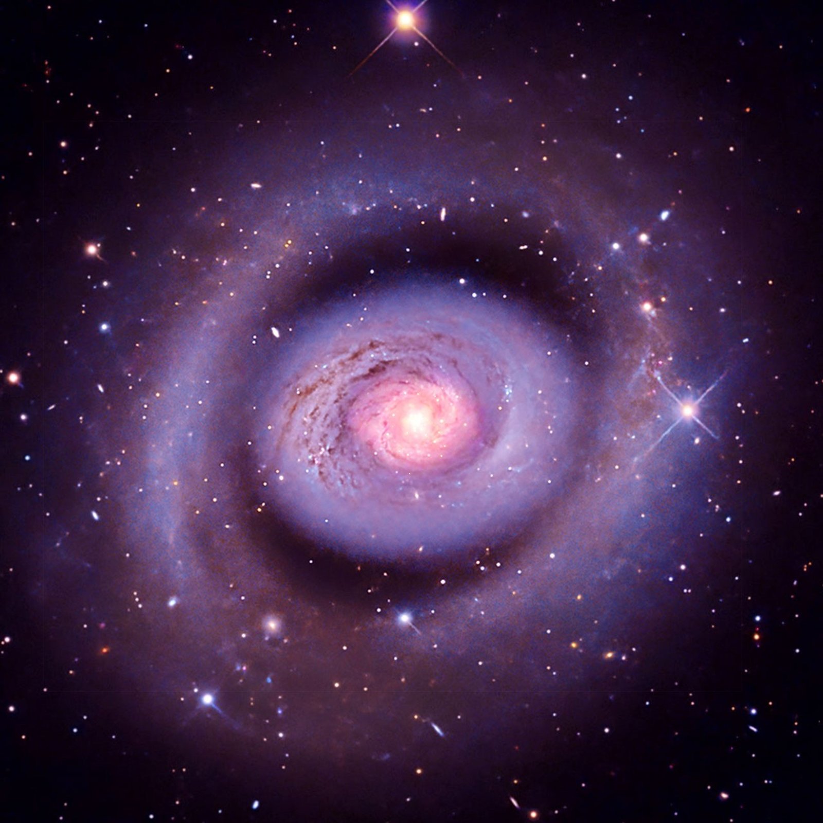 This image shows the galaxy NGC 4736, also known as Messier 94 or M94. X-rays of different wavelengths from Chandra are included along with a striking visible light image from astrophotographers Brian Brennan and Remi Lacasse using their telescopes on the ground. M94 is a spiral galaxy with a bright inner ring around it where new stars are forming called a starburst ring, perhaps fueled by gas driven in from its unique bar-like oval structure. It also has a remarkable outer ring of spiral arms.