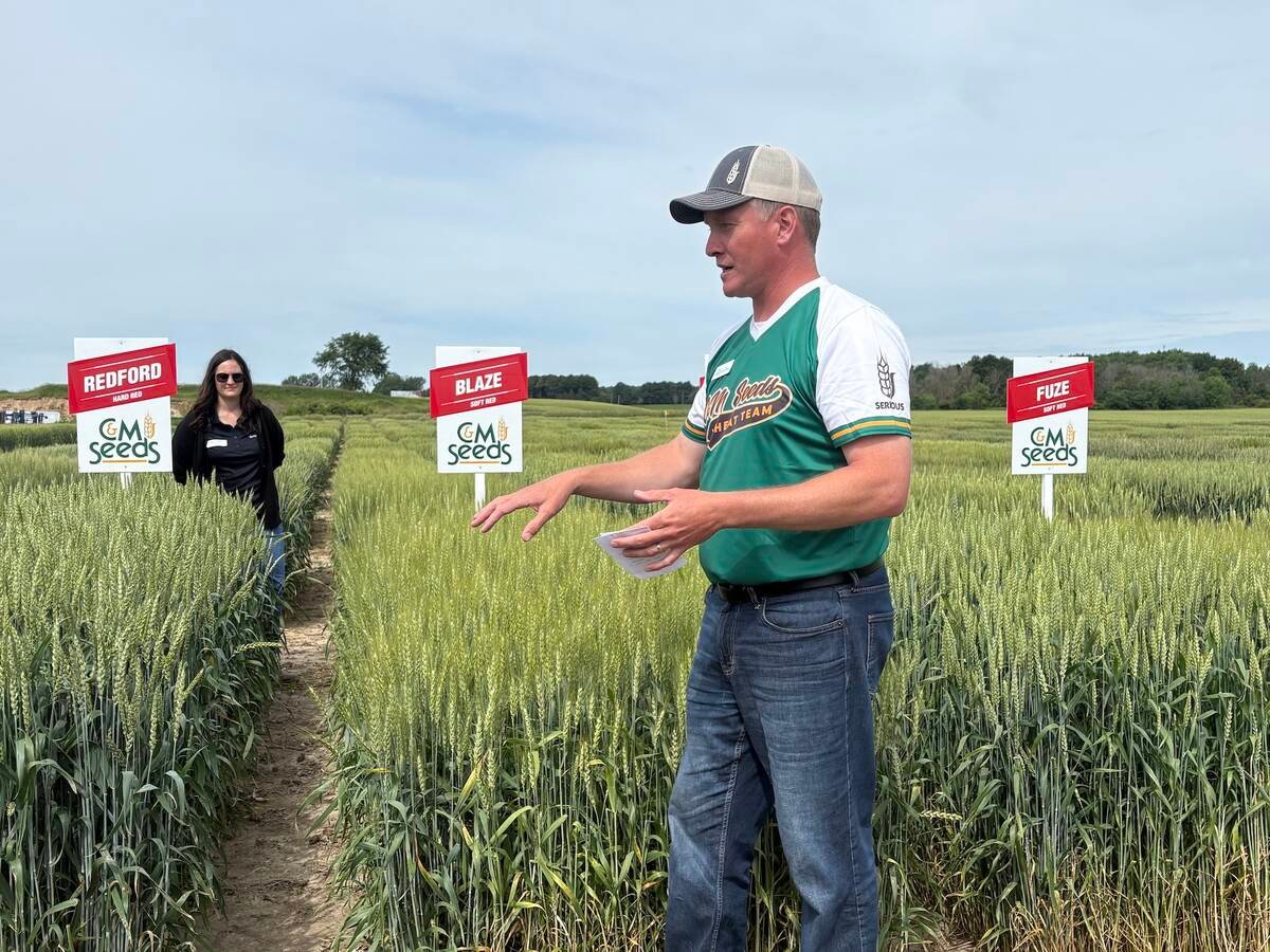 Tim Meulensteen, C&M Seeds agronomist, shares information on the latest innovations in wheat seed development. Photo: Sarah McGoldrick
