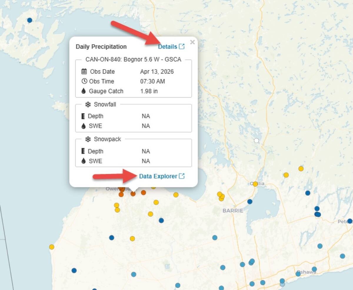 An example of the daily data from rain gauges available through the CoCoRaHS system. Photo: Ian McDonald