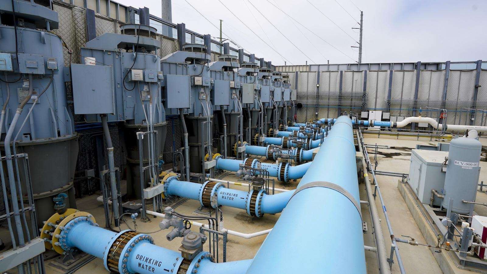The pipes and filters of the Carlsbad Desalination Plant.