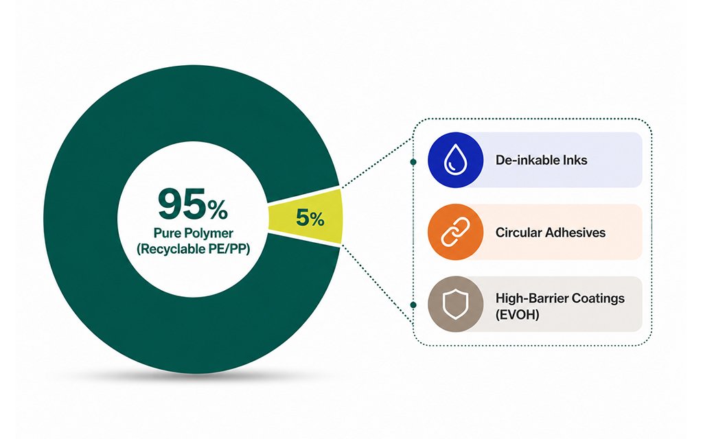 PPWR regulation showing non-plastic components limited to 5% of total packaging weight
