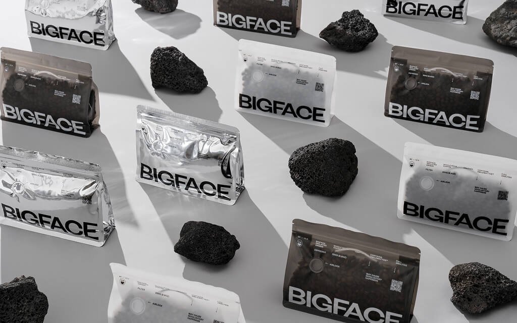 Zenpack’s innovative multi-layer coffee pouch packaging for BIGFACE Coffee ensuring freshness, moisture resistance, and bold brand identity.