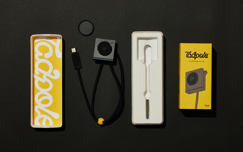 The Opal Tadpole camera securely fitted inside Zenpack's precision molded pulp tray.