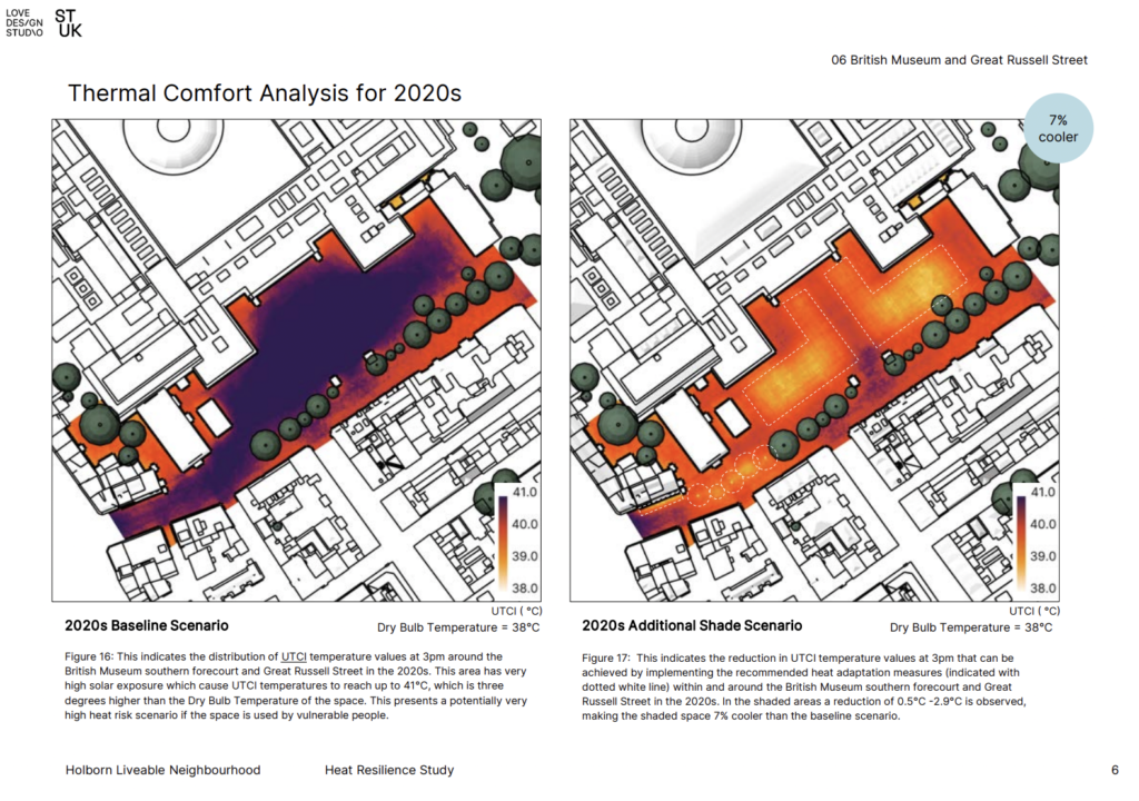 Shade the UK's work in Holborn, analysing heat risks