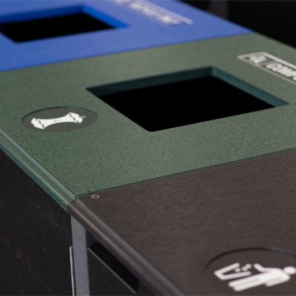 a clearly labeled compost bin