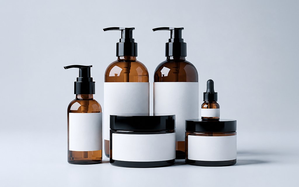 Dark glass cosmetic bottle designed to protect light-sensitive botanical serums.