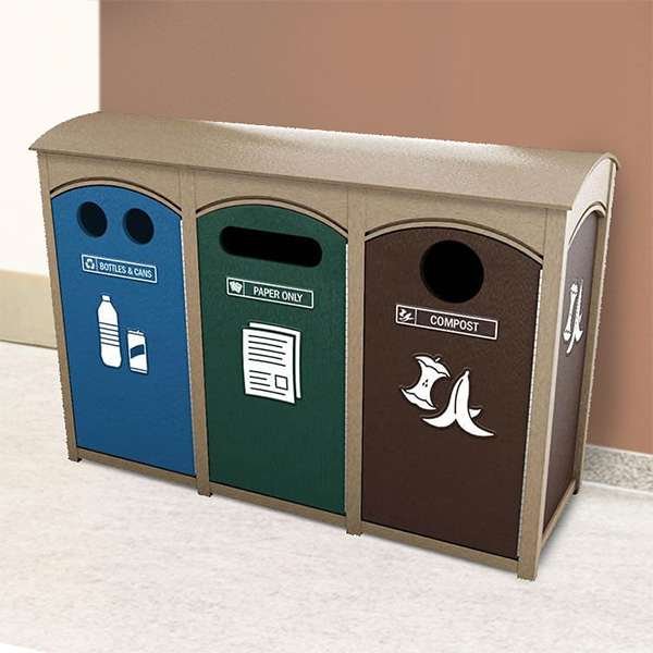 a recycling and compost bin