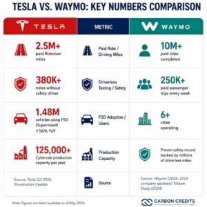 tesla vs waymo in numbers robotaxi