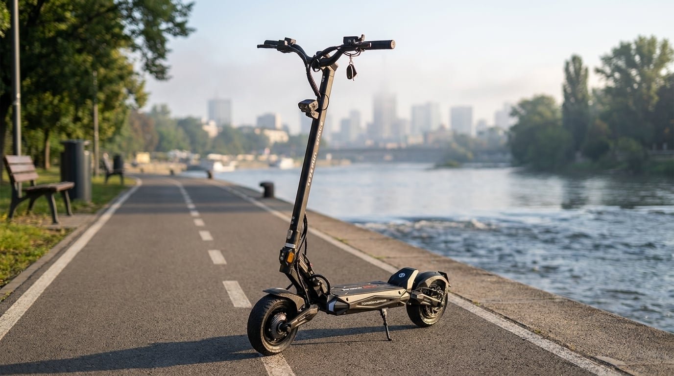 Teverun Space Lite deck, dual disc brakes, and 10-inch tubeless tires