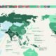 World map with countries coloured according to their level of geopolitical risk. Pakistan has the most geopolitical risk while New Zealand has the least.