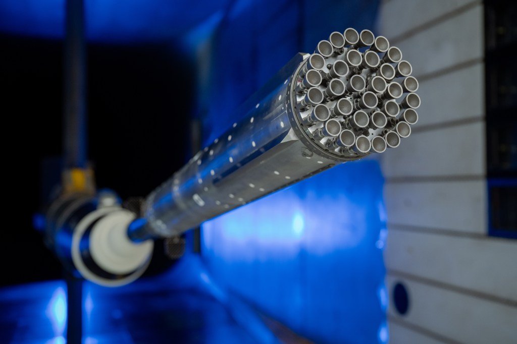 Engineers at NASA Ames conduct transonic and supersonic wind testing on a 1.2% scale model of the Super Heavy Version 3 rocket that will launch the Starship human landing system.
