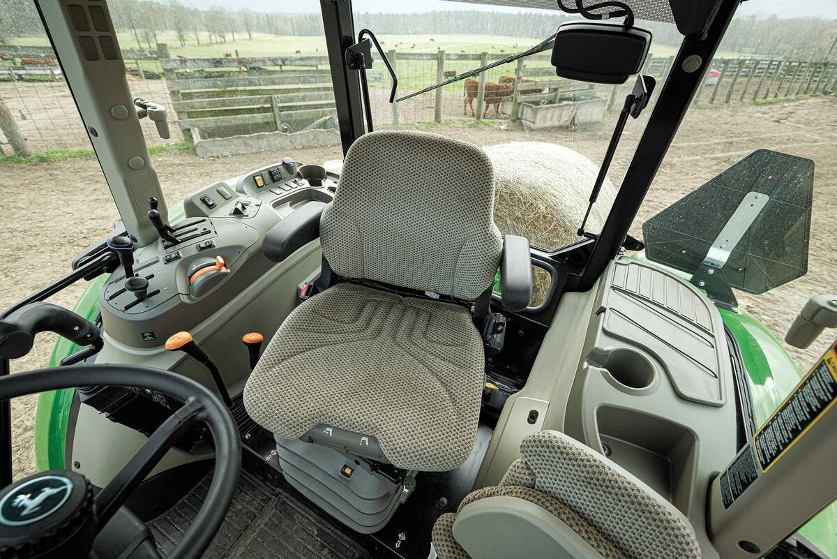 John Deere has introduced extra seat swivel in cab models of its new John Deere 5E 3-cylinder tractors.