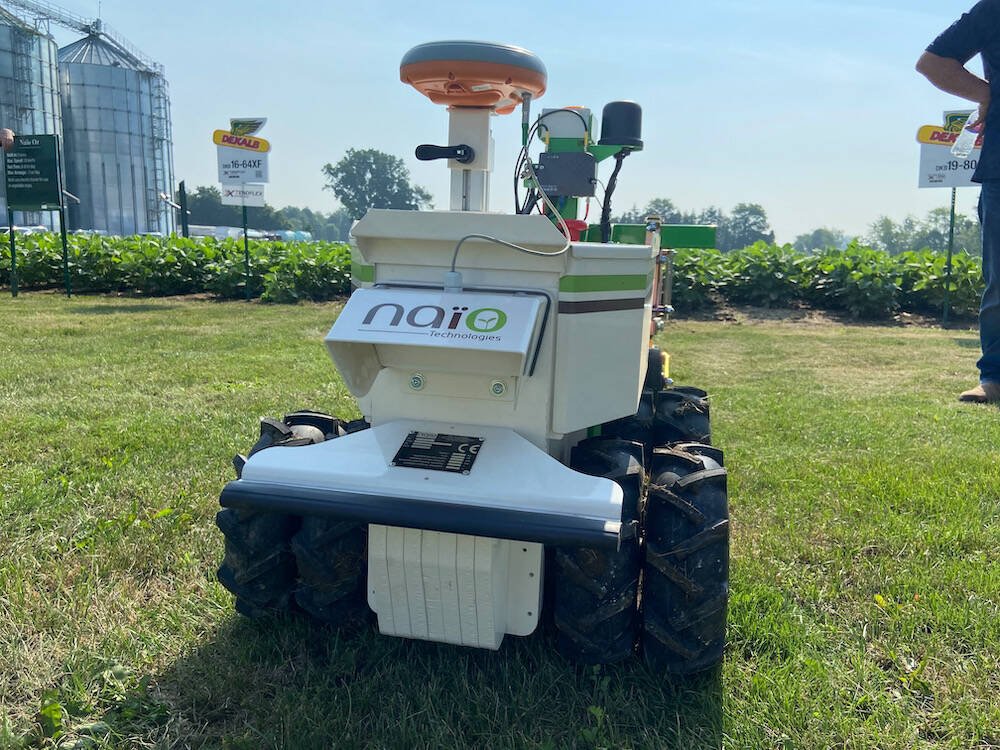 The Naio Oz, a small autonomous weeding unit. Photo: John Greig
