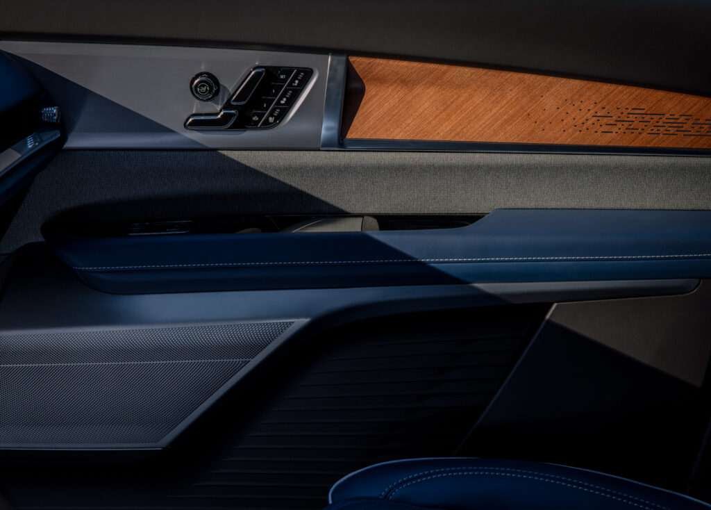 Cadillac Vistiq interior with speakers from the 23-speaker AKG audio system.