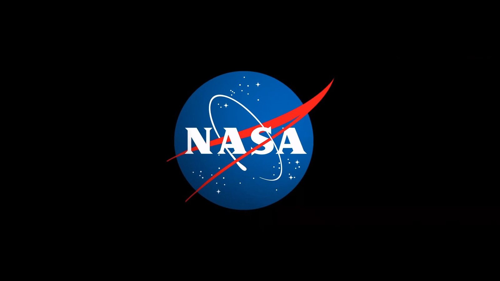 The NASA 'meatball' logo featuring a blue planetary sphere, white stars, a red chevron vector, and the white text NASA wrapped in a white orbit wave.