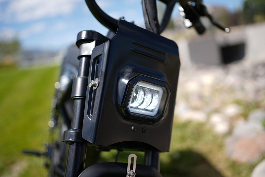 Heybike Titan Review: Street Legal, Built for Distance, and a Real Saturn Rival 8 Heybike Titan LED headlight on the front fork